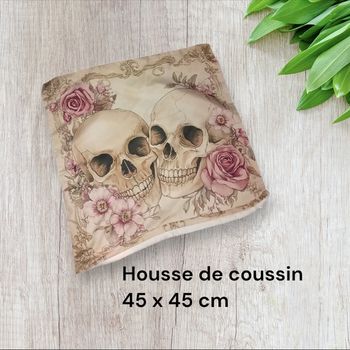 Housse de coussin  tête de mort gothique