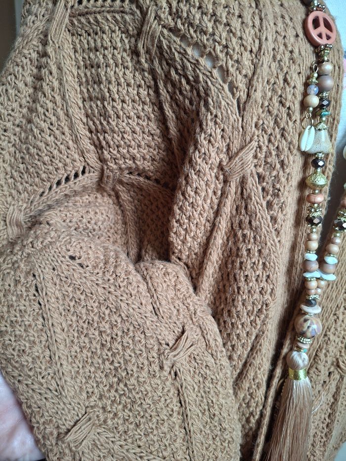 Gilet long torsadé camel - photo numéro 3