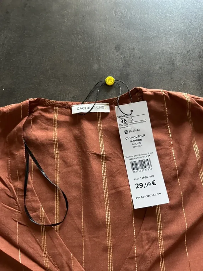 Blouse femme marron et doré neuf taille 36 - photo numéro 2