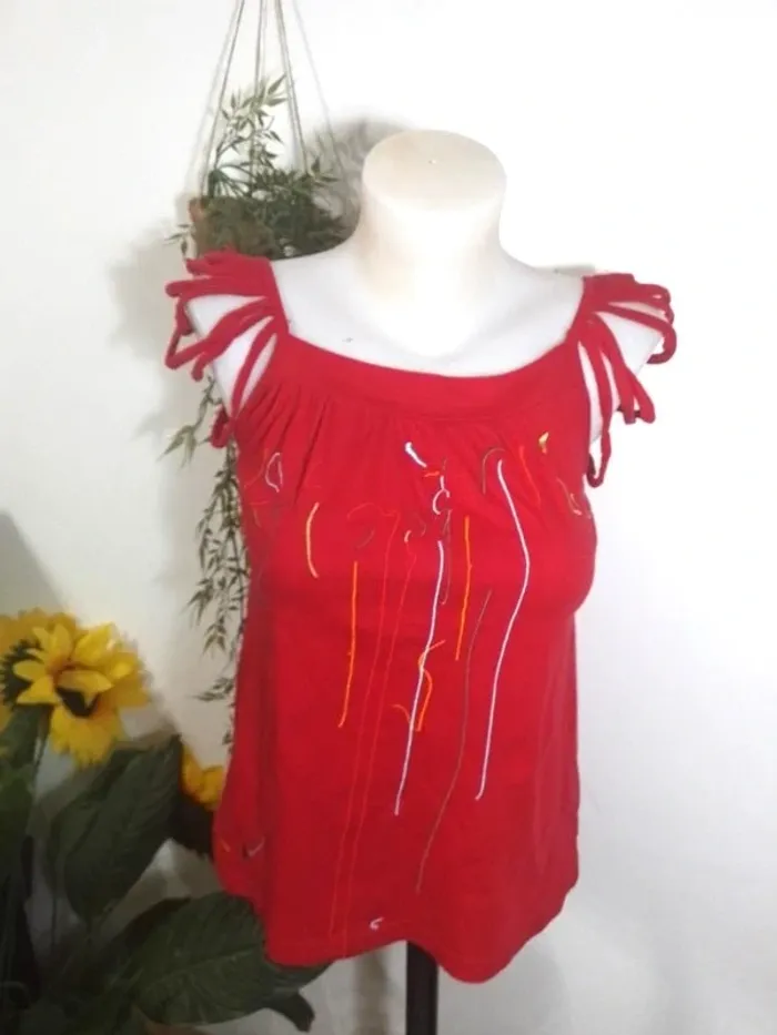 débardeur taille M avec laçage sur les épaules neuf 100% coton - photo numéro 2