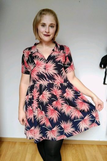 Robe chemise vintage love à fleurs L