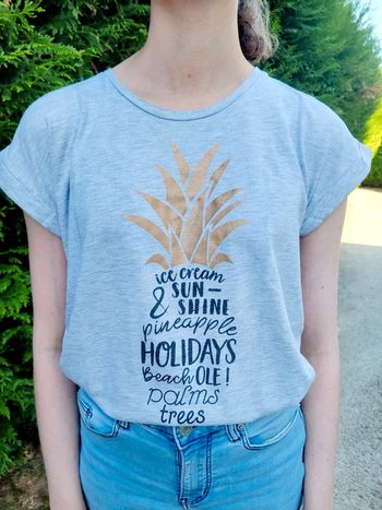 Tee-shirt femme gris ananas taille M