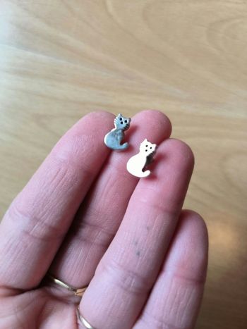 Boucles d'oreilles chat argentées