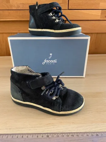 Bottines bottillons jacadi Paris bleu marine garçon fourré polaire hiver pointure 28