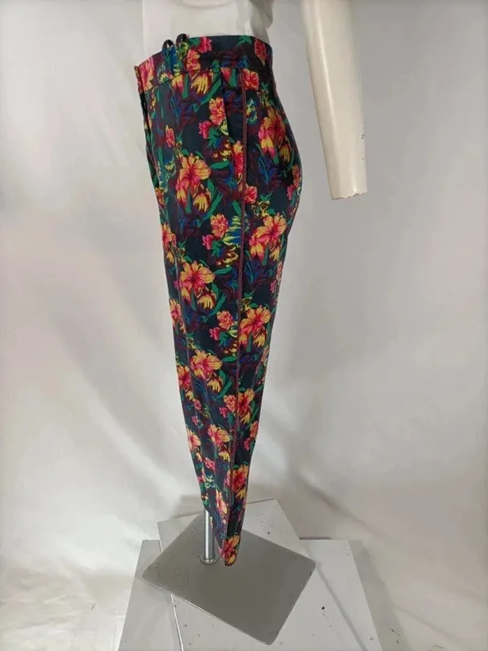 Pantalon fleuri Armand Ventilo taille 38 en coton et soie A211 - photo numéro 4
