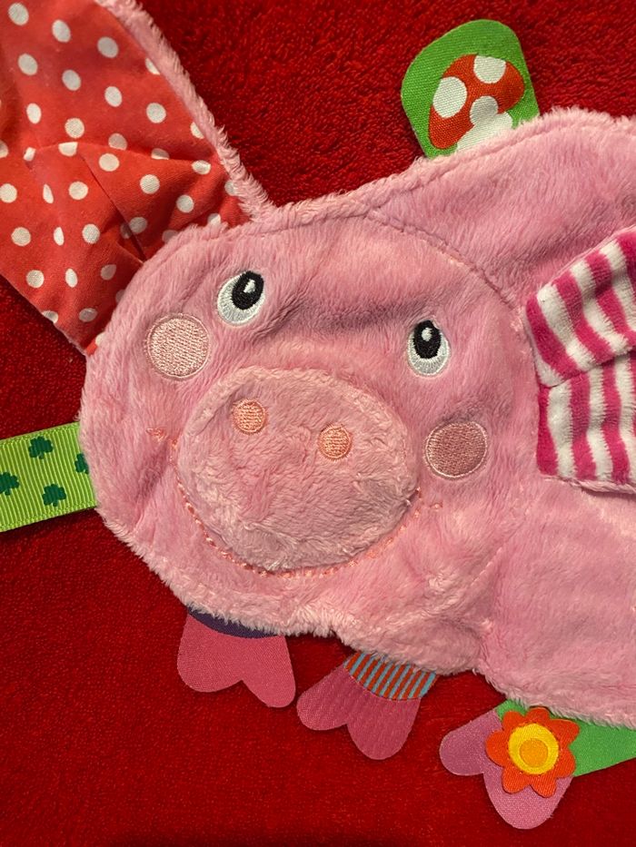 Label label doudou plat cochon activité éveil étiquettes singe queue TTBE - photo numéro 6