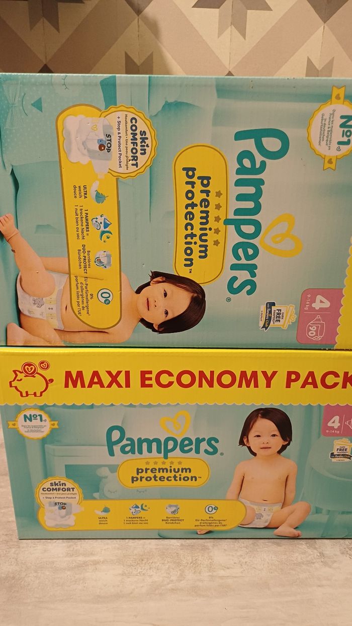 2 carton de couche pampers premiume protection taille 4