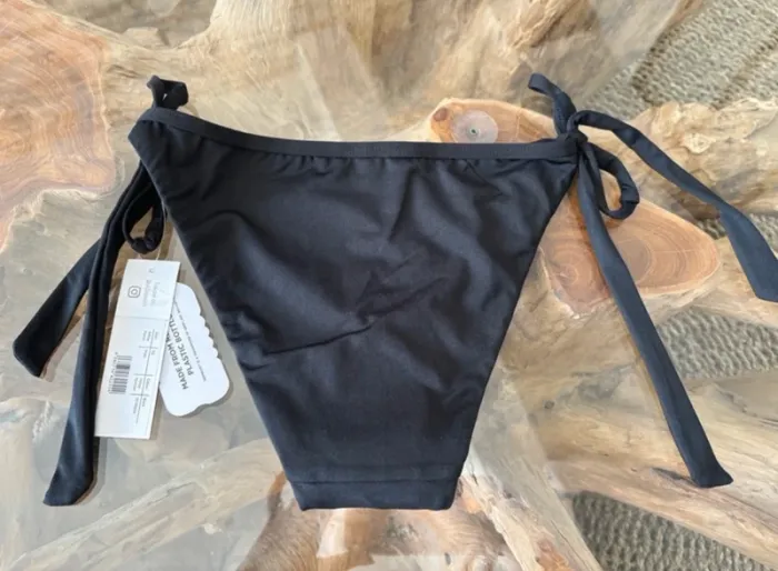 Bas de maillot de bain noir Vida Swim bijou doré ficelles - photo numéro 2