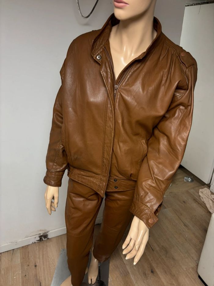 Ensemble veste et pantalon cuir véritable vintage damilou - photo numéro 4