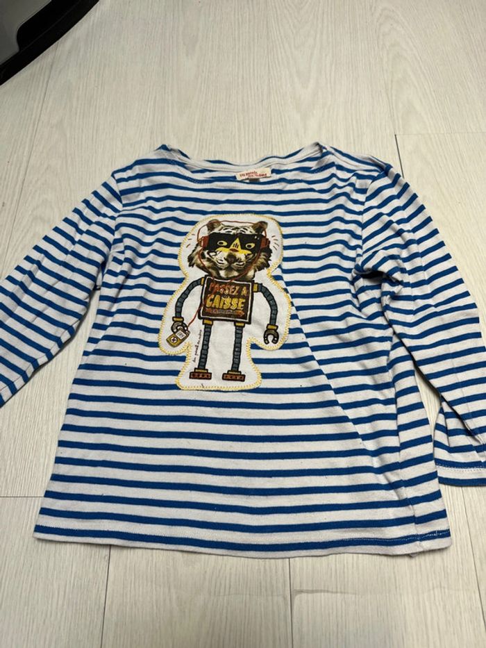 T-shirt rayé bleu et blanc du pareil au même six ans