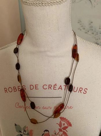 Collier perles oranges et marrons