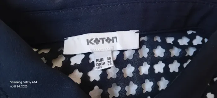Chemisier noir en voile  haut ajouré motif floral femme 38 koton - photo numéro 12