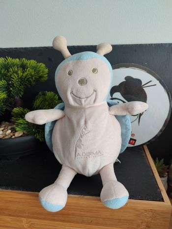 doudou coccinelle bleu a-derma aderma peluche beige Rose Gris Aile Pois PE0264