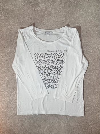 t-shirt femme blanc à motif taille 38-40