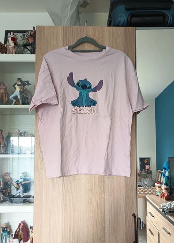 Tee-shirt rose clair Stitch neuf Jennyfer - Taille M 38