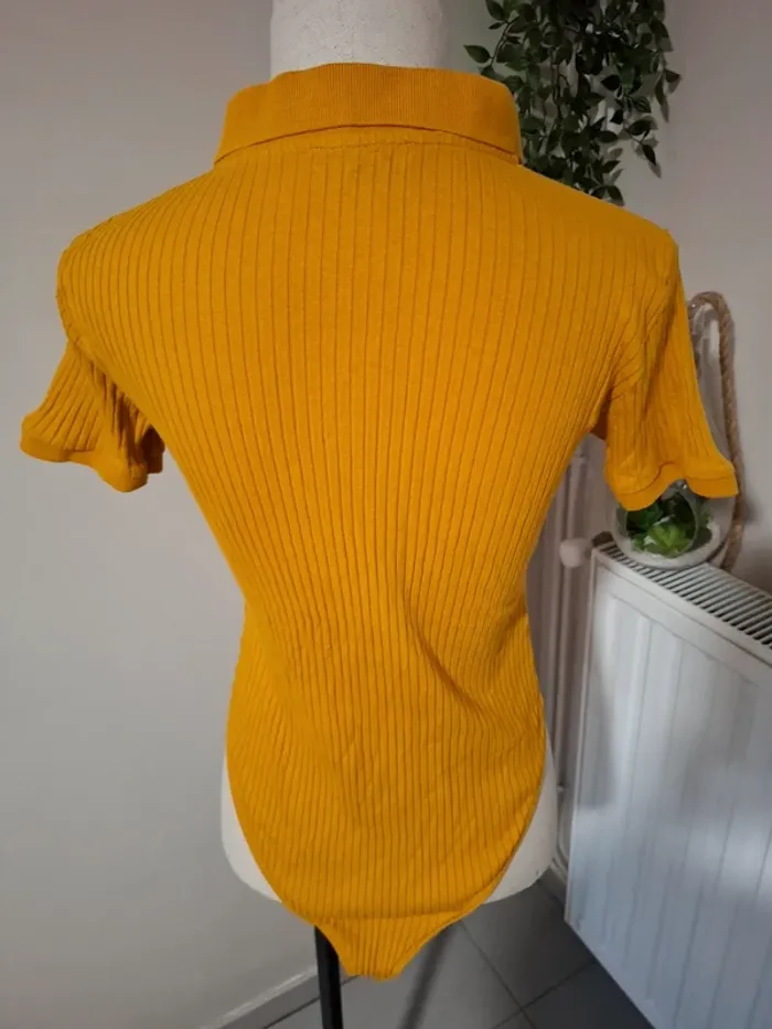 Body polo côtelé jaune moutarde Jennyfer T40 - photo numéro 3