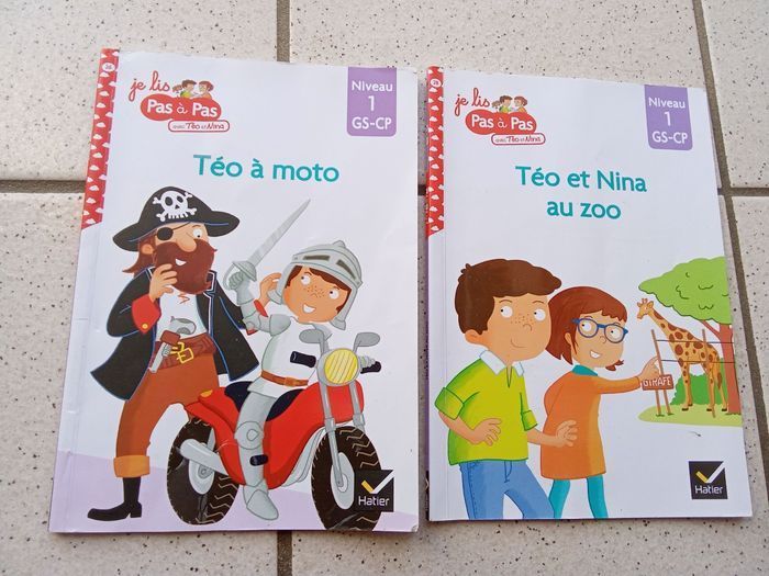 Lot de 2 livres je lis pas à pas, Théo et nina, niveau 1 GS,CP , maternelle, apprentissage