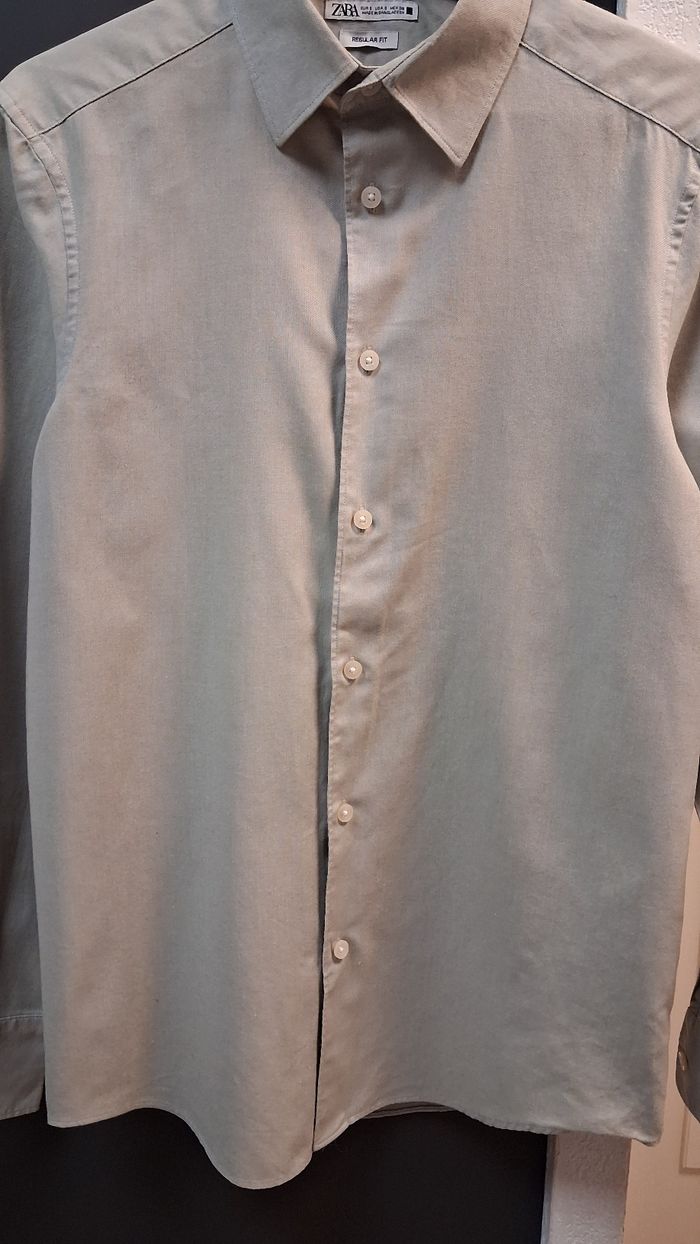 Chemise Zara homme vert clair taille S regular fit - photo numéro 3