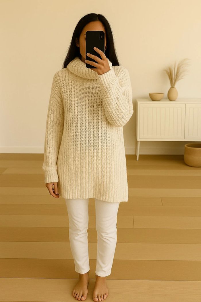 Pull col roulé en maille Zara