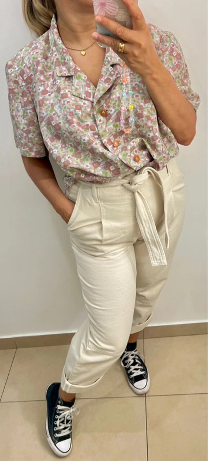 Chemise Vintage À Manches Courtes Imprimée Taille 44 - photo numéro 3