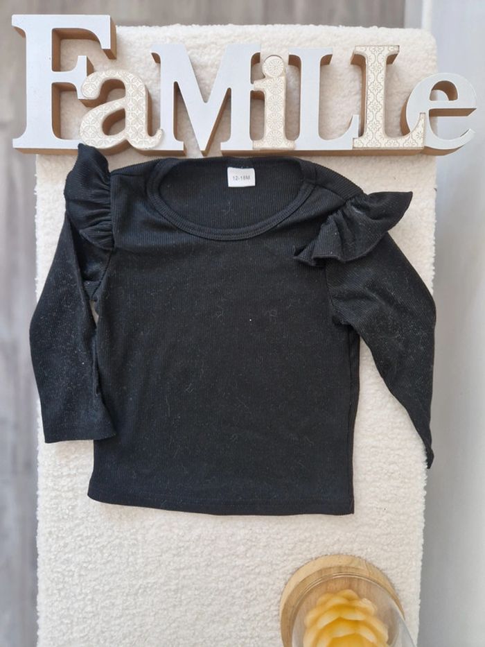 🎀 Haut noir pour bébé fille - 12/18 mois - 🎀