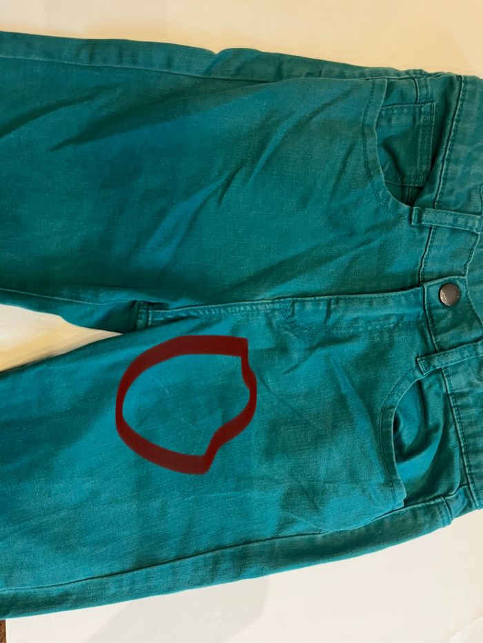 Jean réglable a la taille bleu turquoise bouton pression canifa 9/10 ans - photo numéro 6