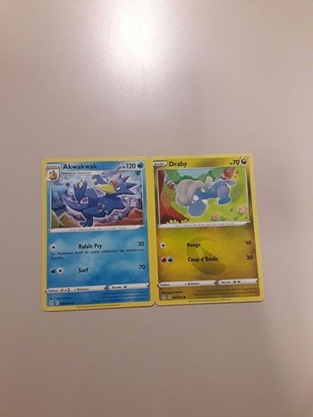 Akwakwak + Draby lot de 2 cartes Pokémon neuves