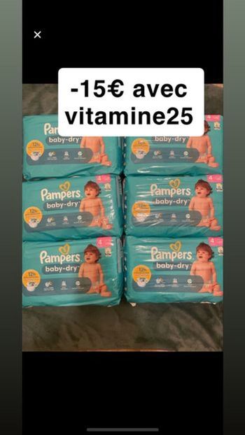 Six paquets de couches pampers baby dry taille 4