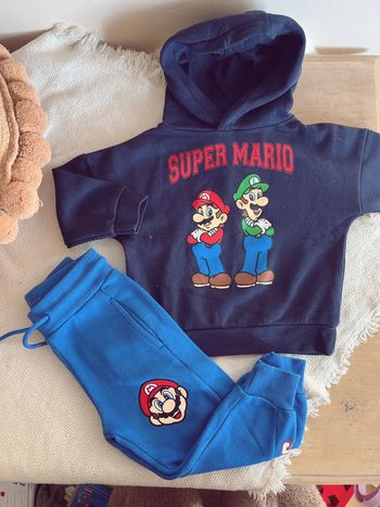 Ensemble jogging Sweat-shirts à capuche super Mario bleu marine 24 mois