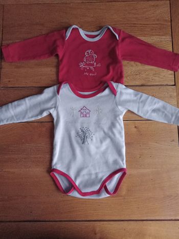 Lot de 2 bodys à manches longues 12 mois