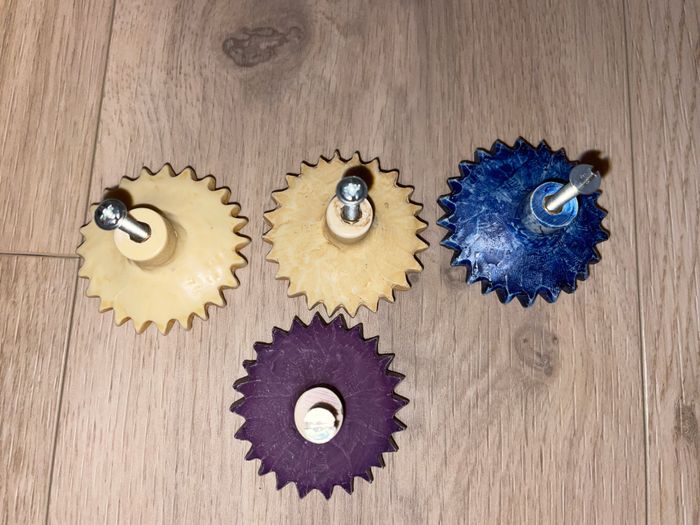 Lot 9 Boutons Poignées de porte Country Corner Flocon Résine beige bleu Comme neuf - photo numéro 5