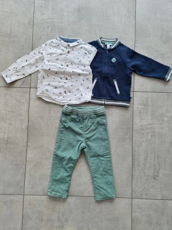 Ensemble gilet chemise manches longues et pantalon velours 23 mois