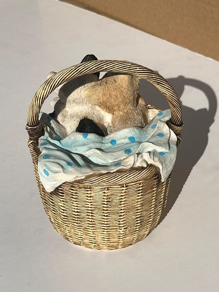 Figurine panier anse avec 2 chats et draps - photo numéro 6