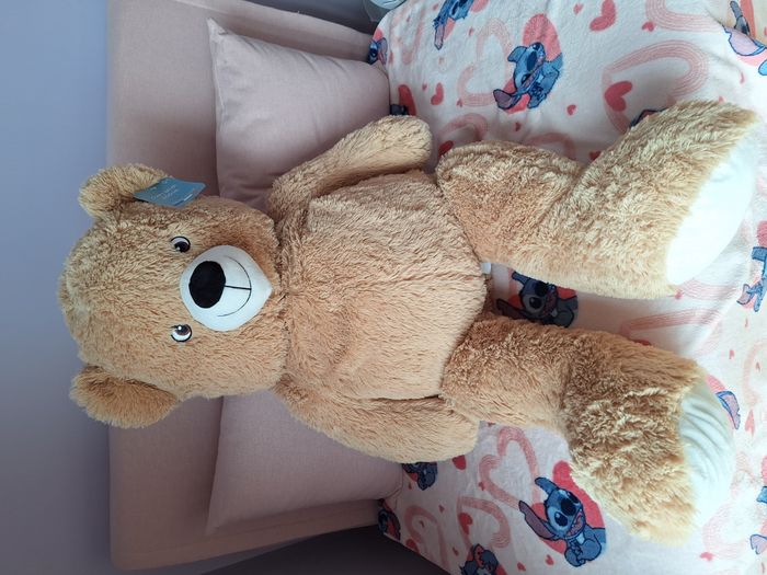 Grande peluche ours beige 100cm - fabrication française - neuf avec étiquette