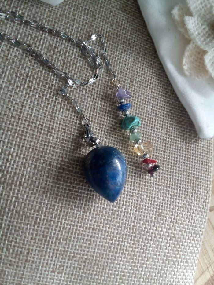 Pendule 7 chakras et pierre en lapis lazuli - photo numéro 2