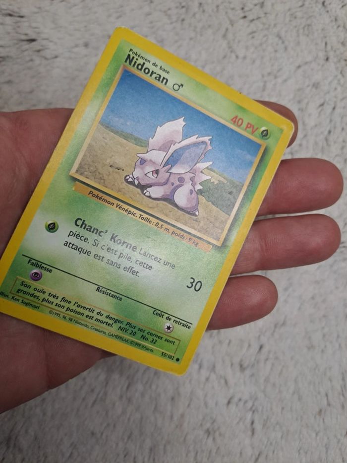 Carte Pokémon Nidoran mâle 55/102 Set de base ed2 Wizards Fr - photo numéro 3