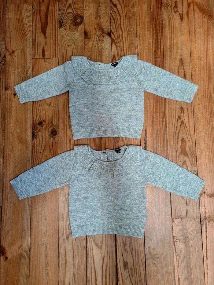 Lot de 2 pulls gris pour bebe fille