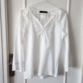 Blouse transparente manches longues, chemise fluide,haut été brodee