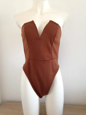 Bodie bustier col V classique marron 38 Shein