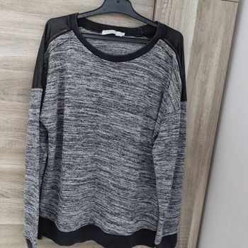 Pull léger chiné gris noir