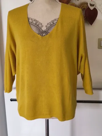 🍍 pull fin décolleté plongeant 🌽 taille unique jusqu'au 42/44