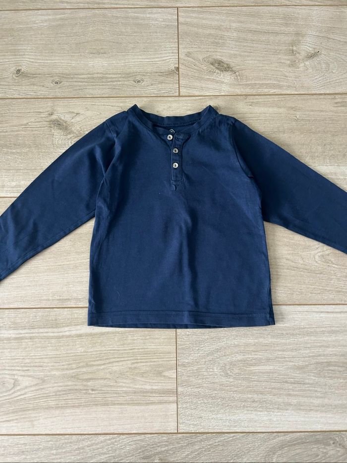 Polo manches longues col tunisien garçon