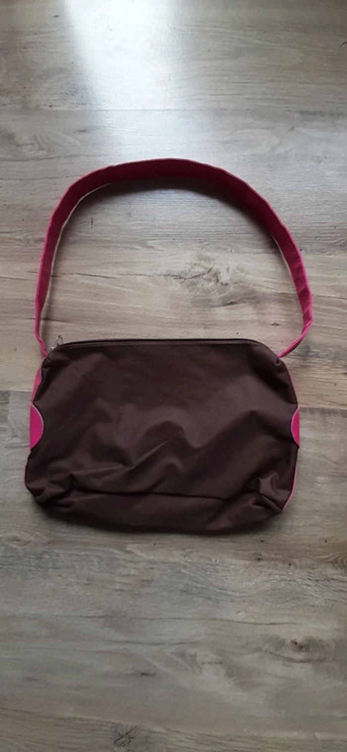 Sac marron à fleurs roses - photo numéro 3