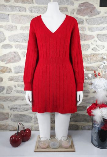 Robe pull en tricot maille torsadée rouge passion Femme taille 52 marque Boohoo 🪷