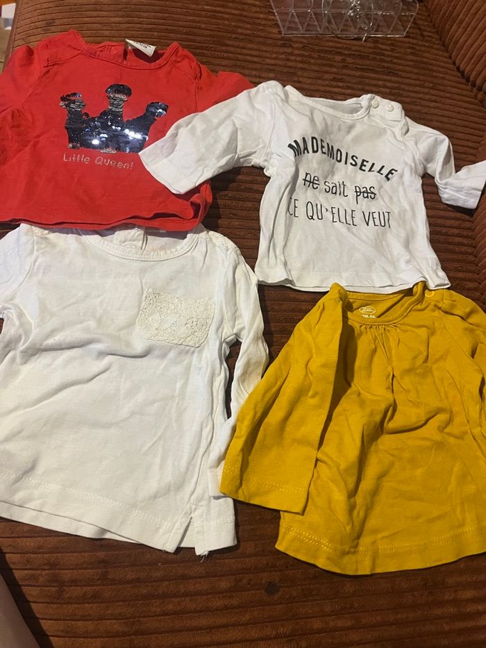 Tee shirts manches longues 3 mois bébé fille DPAM - photo numéro 9