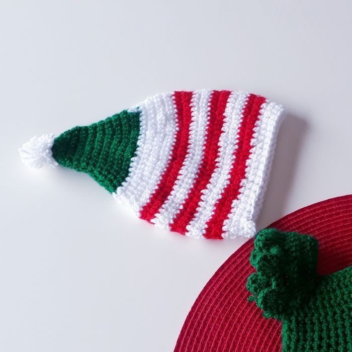 Vêtement bébé fille lutin Noël robe crochet dentelle noeud satin rouge - photo numéro 5