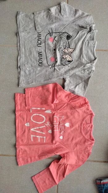 Lot de 2 t-shirts ML bébé rêve T.18 M