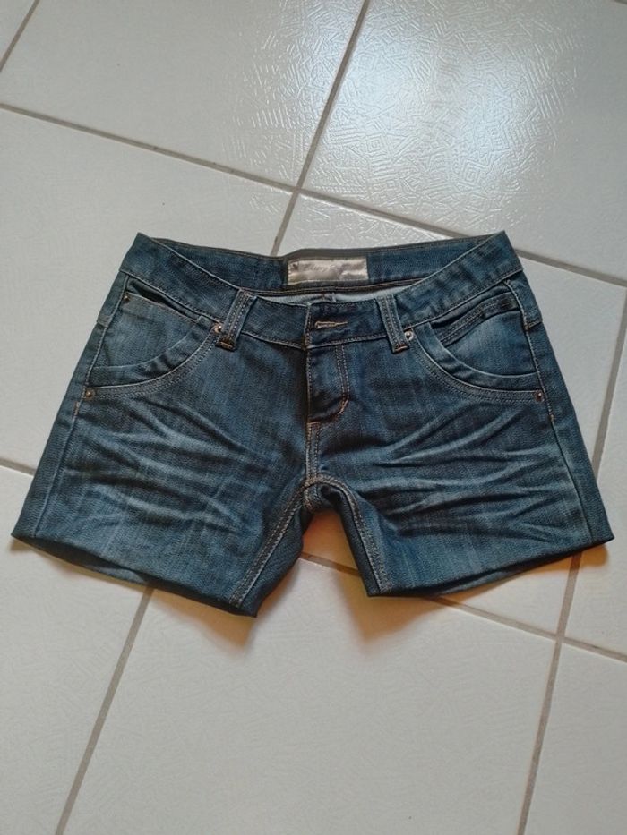 Short en simili jeans femme bleu Cherry - photo numéro 8