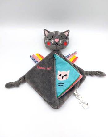 Doudou plat livre chat gris Bonne nuit éditions AUZOU 2021 au dodo chaton