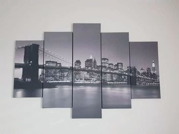 🌿 Toile 5 panneaux " Le Pont de Brooklyn" 100 x 150 cm 🌿